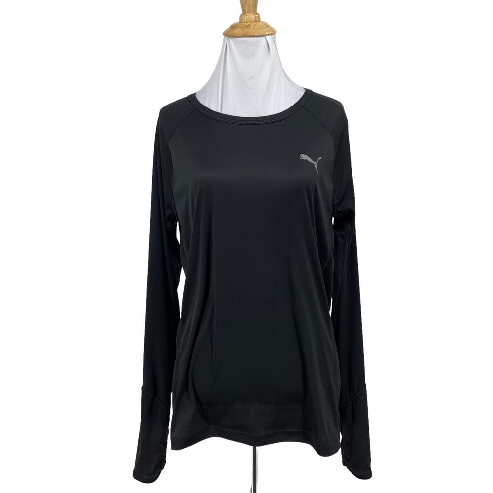 Puma Shirt Womens L Large Black Long Sleeve Dry Cell Thumbholes Sweat Wicking